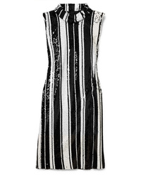 Black Vertical Striped Sequin Sheath Dress