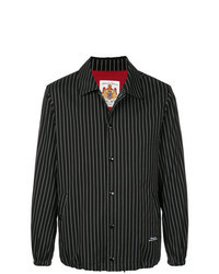 Black Vertical Striped Shirt Jacket