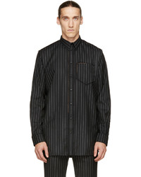Givenchy Black Deconstructed Pinstripe Shirt