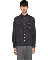 Sunnei Black Pinstriped Pocket Shirt