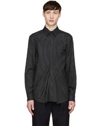 Facetasm Black Wool Pinstripe Shirt