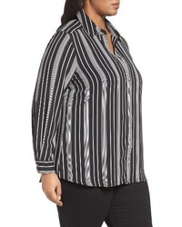 Foxcroft Plus Size Stripe Shirt