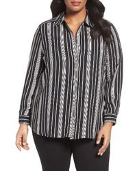 Foxcroft Plus Size Stripe Shirt