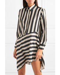 MARQUES ALMEIDA Asymmetric Striped Satin Shirt Dress
