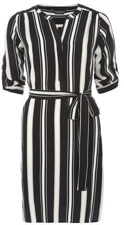 black white striped shirt dress