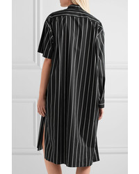 Balenciaga Striped Cotton Poplin Shirt Dress Black
