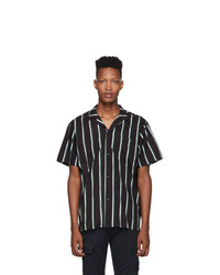 Bather Black And Green Striped Camp Shirt