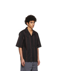 Acne Studios Black And Red Striped Short Sleeve Shirt