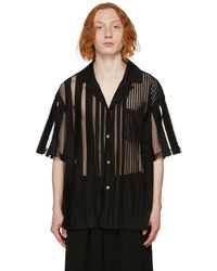 Feng Chen Wang Black Mesh Striped Shirt