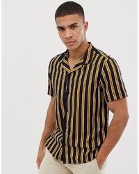 Burton Menswear Shirt With Yellow Stripe In Black