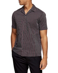 Topman Stripe Short Sleeve Button Up Camp Shirt