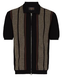 Beams Plus Vertical Stripe Zip Up Polo Shirt