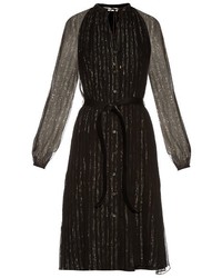 Black Vertical Striped Silk Dress