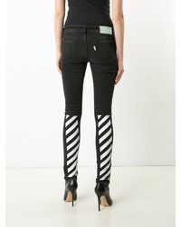 Off-White Pinstripe Diagonal Skinny Jeans