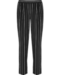 Equipment Hadley Striped Washed Silk Tapered Pants Black