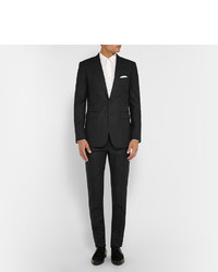 Saint Laurent Black Slim Fit Pinstriped Wool Suit