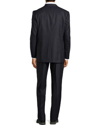 Hickey Freeman Dotted Pencil Stripe Worsted Wool Suit Black