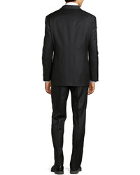 Hickey Freeman Pinstripe Two Piece Suit Black