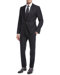 Tom Ford Shelton Base Pinstripe Flannel Wool Silk Two Piece Suit