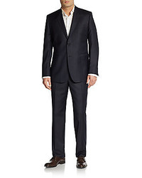 Saks Fifth Avenue BLACK Slim Fit Shadow Stripe Wool Suit