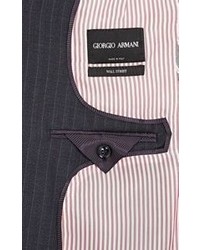 Giorgio Armani Tonal Striped Wall St Suit Dark Grey