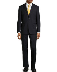Neiman Marcus Two Piece Narrow Stripe Wool Suit Black