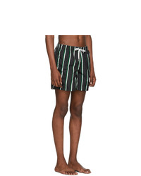 Bather Black And Green Striped Swim Shorts
