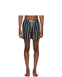 Bather Black And Green Striped Swim Shorts