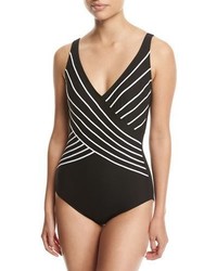 Black Vertical Striped Swimsuit