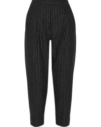 Black Vertical Striped Tapered Pants