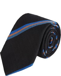 Alexander Olch Diagonal Stripe Jacquard Neck Tie Black