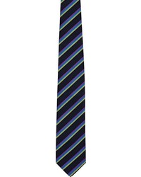 Etro Diagonal Striped Faille Necktie Black