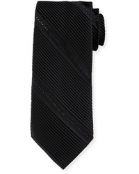 Stefano Ricci Pleated Silk Tie Wcrystal Embellisht Black