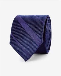 Express Slim Textured Diagonal Stripe Silk Tie Ink Blue
