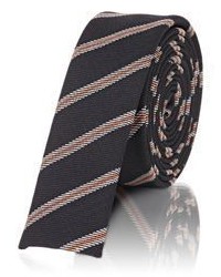 Lanvin Striped Skinny Squared Necktie Black