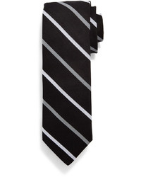 Todd Snyder Two Bar Striped Cotton Tie Black