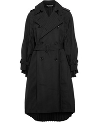 Black Vertical Striped Trenchcoat