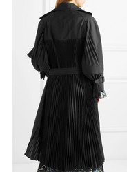 Junya Watanabe Oversized Pleated Pinstriped Wool Blend Trench Coat