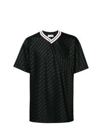 Black Vertical Striped V-neck T-shirt