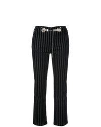 Black Vertical Striped Velvet Skinny Pants