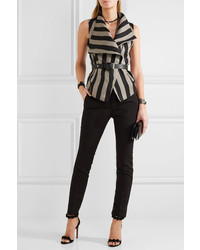 Ann Demeulemeester Printed Striped Linen Blend Vest Black