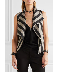 Ann Demeulemeester Printed Striped Linen Blend Vest Black