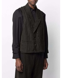 Ziggy Chen Distressed Blazer Style Stripe Waistcoat