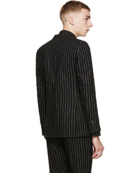 Saint Laurent Black Pinstripe Wool Blazer