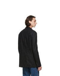 Raf Simons Black Wool Striped Straight Fit Blazer