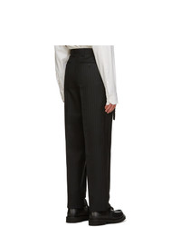 Valentino Black And Grey Wool Pinstripe Trousers
