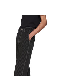 AMI Alexandre Mattiussi Black And White Striped Worker Trousers