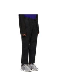 Juun.J Black Straight Pinstripe Trousers