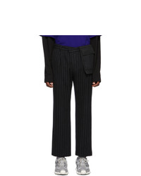 Juun.J Black Straight Pinstripe Trousers