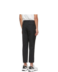 Dolce and Gabbana Black Wool Double Pleated Pinstripe Trousers